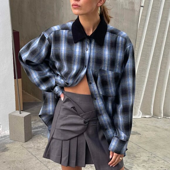 the : room Antwerp Plaid Oversize Button Down - Picture 1 of 11